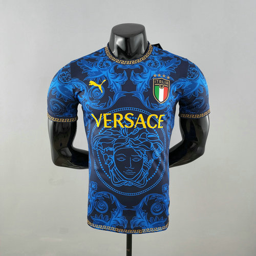 maillot homme bleu versace player version italie 2022-2023