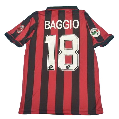 maillot homme domicile ac milan 1996 baggio 18 rouge