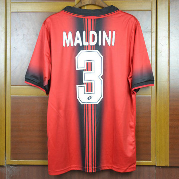 maillot homme domicile ac milan 1997-1998 maldini 3 rouge