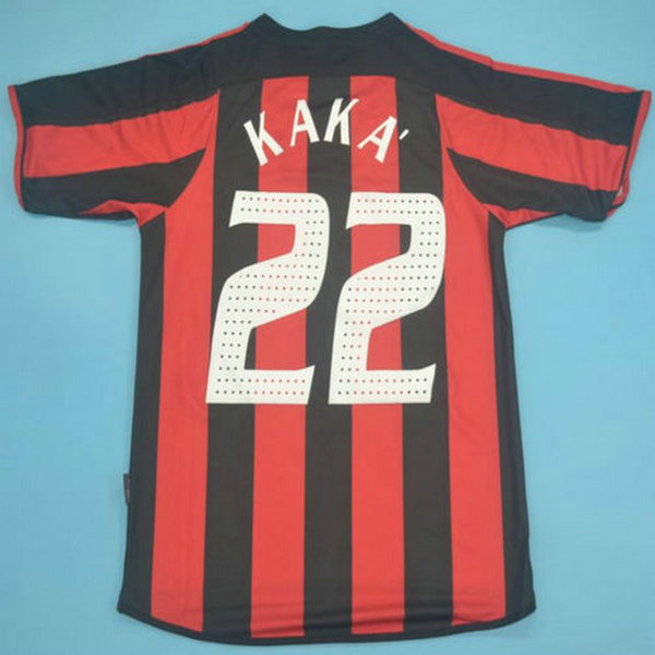 maillot homme domicile ac milan 2003-2004 kaka 22 rouge