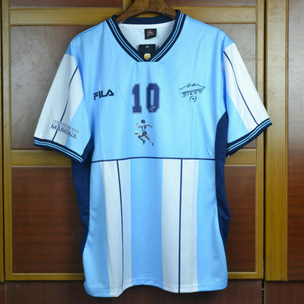 maillot homme domicile argentine 2001 maradona 10 bleu