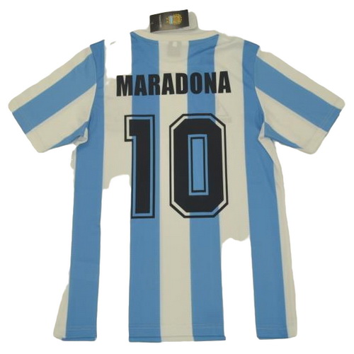 maillot homme domicile argentine copa mundial 1986 maradona 10 bleu blanc