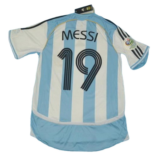 maillot homme domicile argentine copa mundial 2006 messi 19 bleu blanc