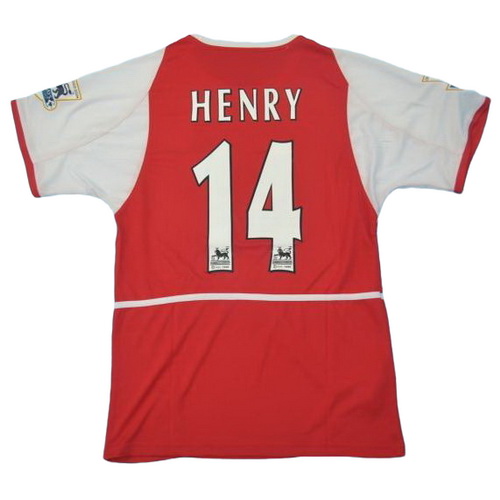 maillot homme domicile arsenal 2002-2004 henry 14 rouge