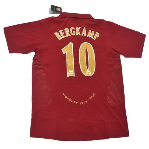 maillot homme domicile arsenal 2005-2006 bergkamp 10 rouge