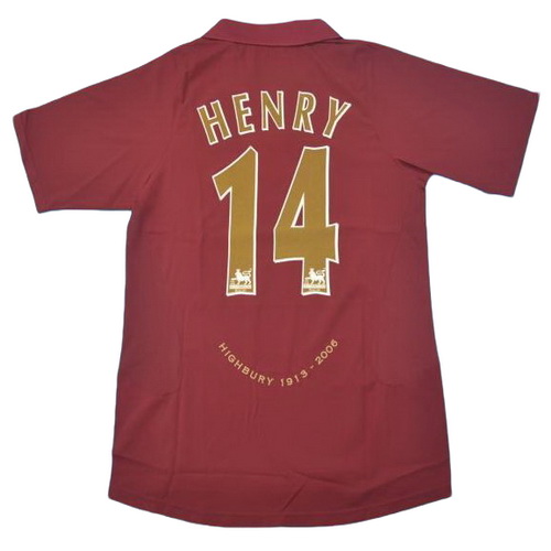 maillot homme domicile arsenal 2005-2006 henry 14 rouge