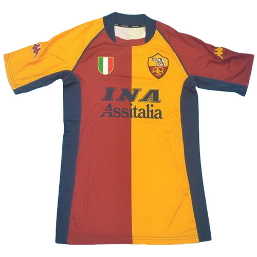 maillot homme domicile as rome 2001-2002 rouge jaune