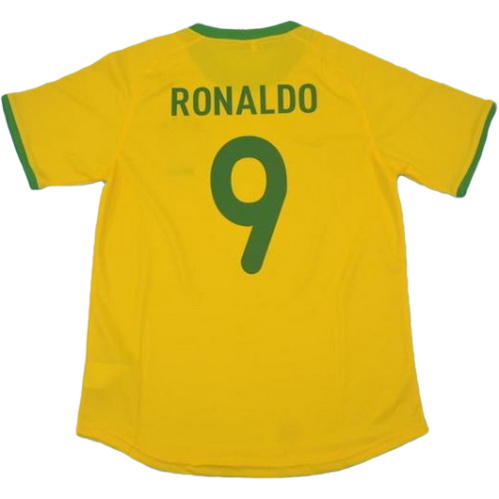 maillot homme domicile brésil 2000 ronaldo 9 jaune