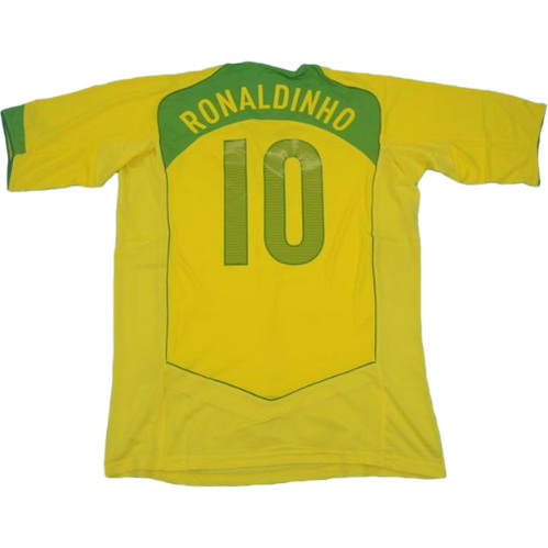 maillot homme domicile brésil 2004 ronaldinho 10 jaune