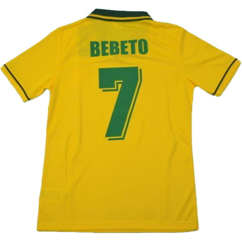 maillot homme domicile brésil copa mundial 1994 bereto 7 jaune
