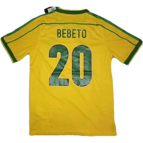 maillot homme domicile brésil copa mundial 1998 bébéto 20 jaune
