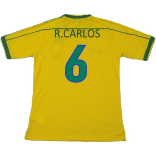maillot homme domicile brésil copa mundial 1998 roberto carlos 6 jaune