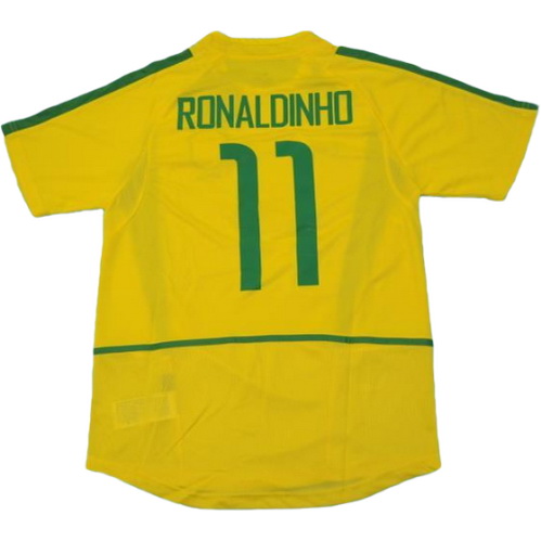 maillot homme domicile brésil copa mundial 2002 ronaldinho 11 jaune