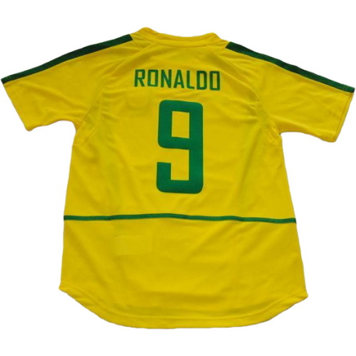 maillot homme domicile brésil copa mundial 2002 ronaldo 9 jaune
