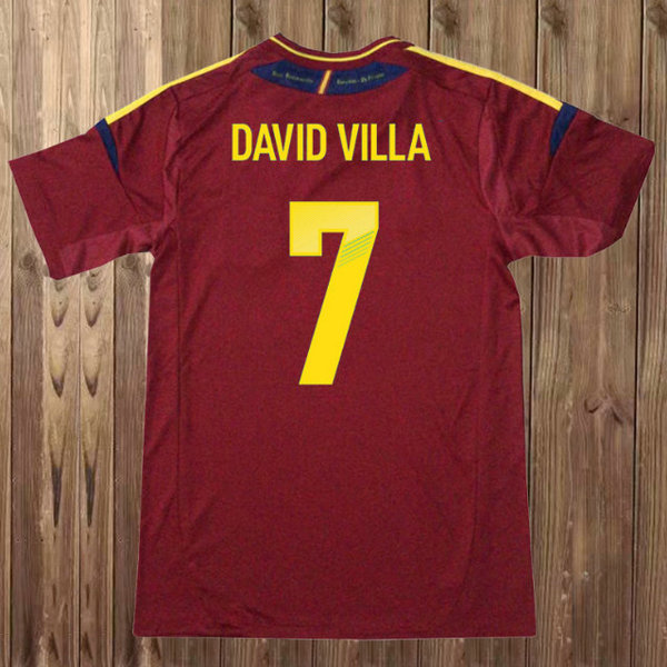 maillot homme domicile espagne 2012 david villa 7 rouge