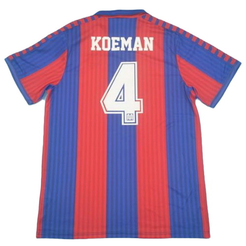 maillot homme domicile fc barcelone 1991-1992 koeman 4 rouge bleu