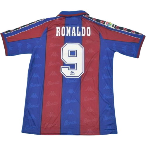 maillot homme domicile fc barcelone 1996-1997 ronaldo 9 rouge bleu