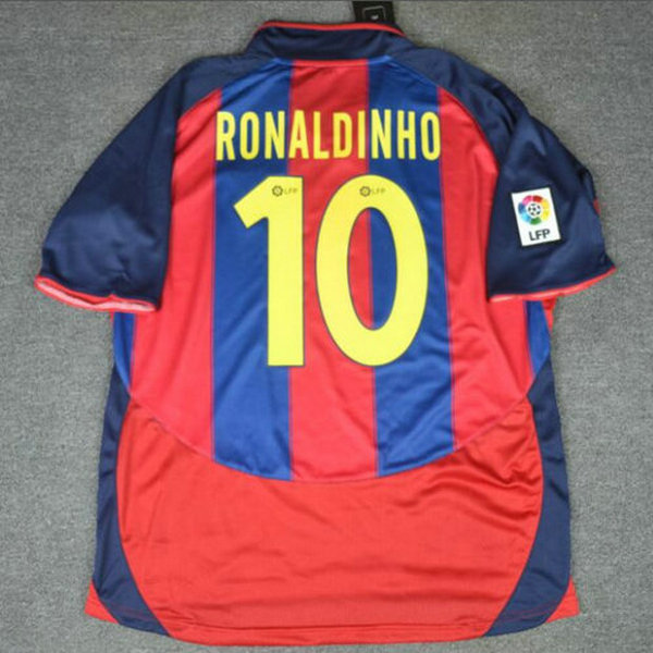 maillot homme domicile fc barcelone 2003-2004 ronaldinho 9 rouge