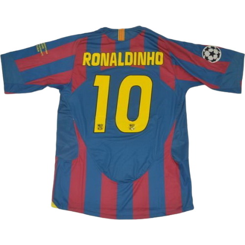 maillot homme domicile fc barcelone 2005-2006 ronaldinho 10 rouge bleu