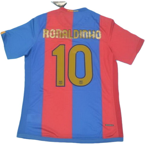 maillot homme domicile fc barcelone 2006-2007 ronaldinho 10 rouge bleu