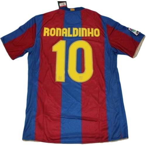 maillot homme domicile fc barcelone 2007-2008 ronaldinho 10 rouge bleu