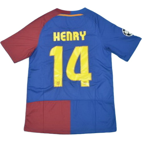 maillot homme domicile fc barcelone 2008-2009 henry 14 rouge bleu
