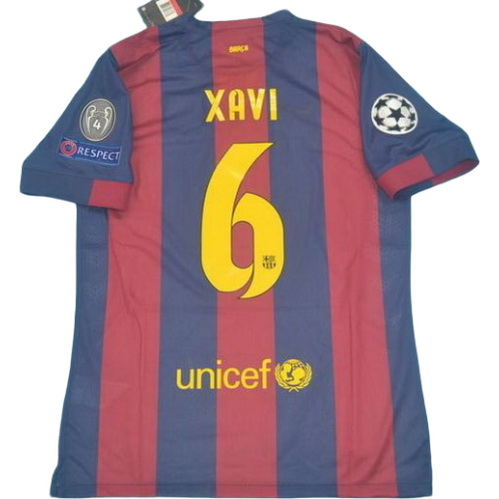 maillot homme domicile fc barcelone 2014-2015 xavi 6 rouge bleu