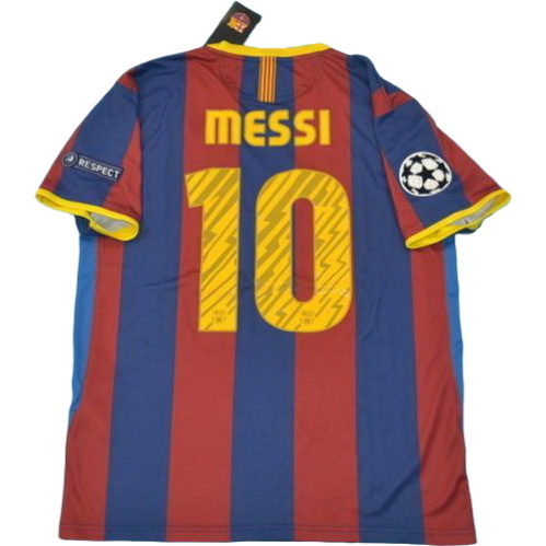 maillot homme domicile fc barcelone ucl 2010-2011 messi 10 rouge bleu