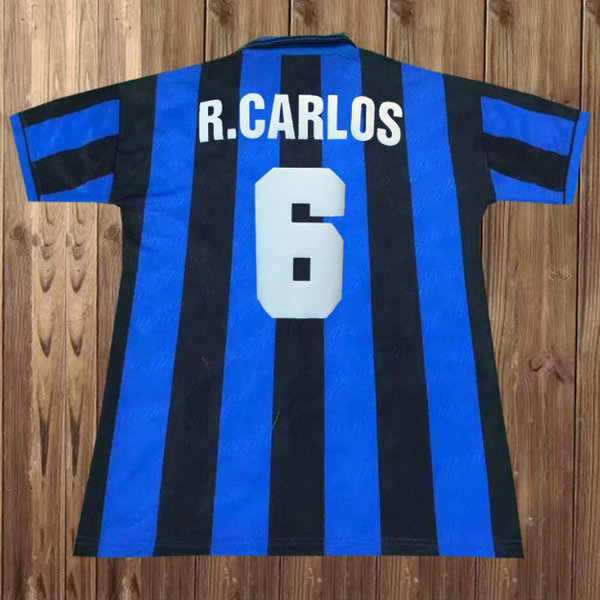 maillot homme domicile inter milan 1995-1996 r.carlos 6 bleu