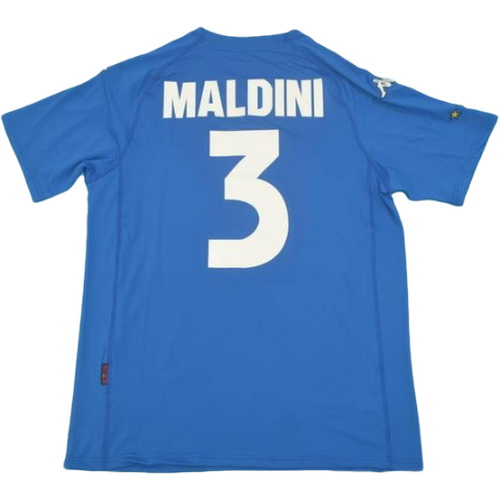 maillot homme domicile italie 2000 maldini 3 bleu