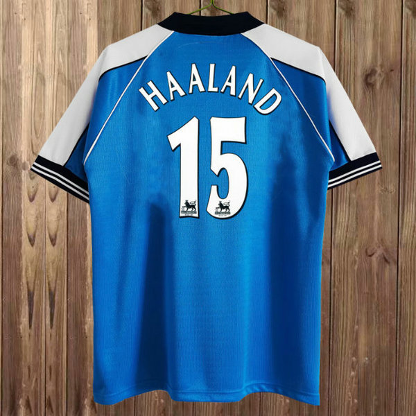 maillot homme domicile manchester city 1999-2001 haaland 15 bleu