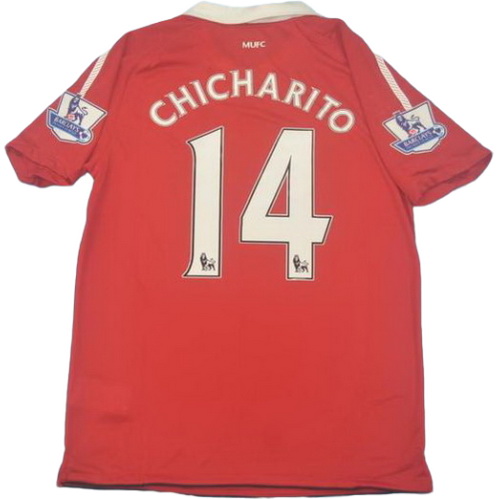 maillot homme domicile manchester united pl 2010-2011 chicharito 14 rouge