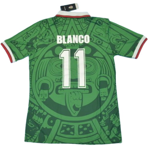 maillot homme domicile mexique copa mundial 1998 blanc 11 vert