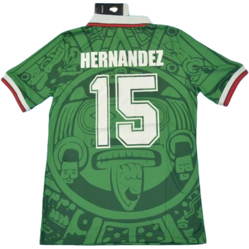 maillot homme domicile mexique copa mundial 1998 hernandez 15 vert