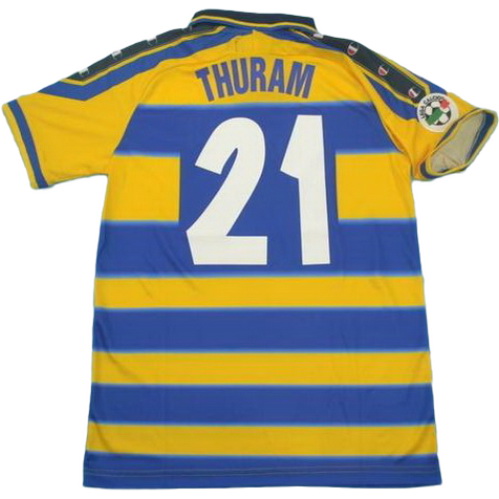 maillot homme domicile parma 1999-2000 thuram 21 jaune bleu