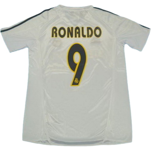 maillot homme domicile real madrid 2003-2004 ronaldo 9 blanc