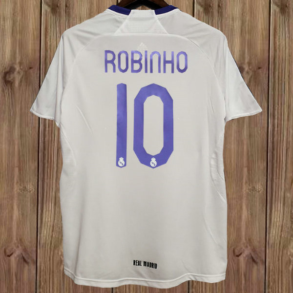 maillot homme domicile real madrid 2007-2008 robinho 10 blanc