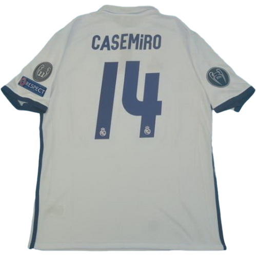 maillot homme domicile real madrid 2016-2017 casemiro 14 blanc