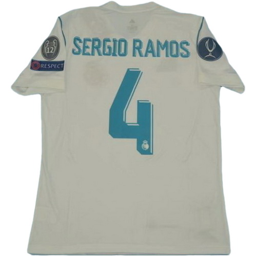 maillot homme domicile real madrid ucl 2017-2018 sergio ramos 4 blanc