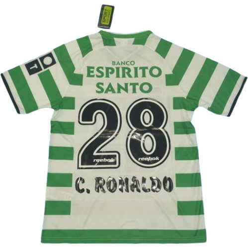maillot homme domicile sporting cp 2002-2003 ronaldo 28 vert blanc