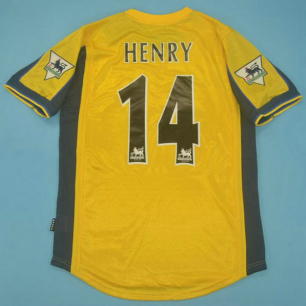 maillot homme exterieur arsenal 2000-2001 henry 14 jaune