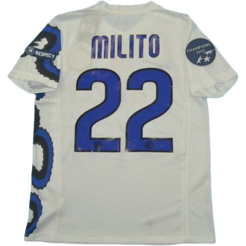 maillot homme exterieur inter milan champions 2010 milito 22 blanc