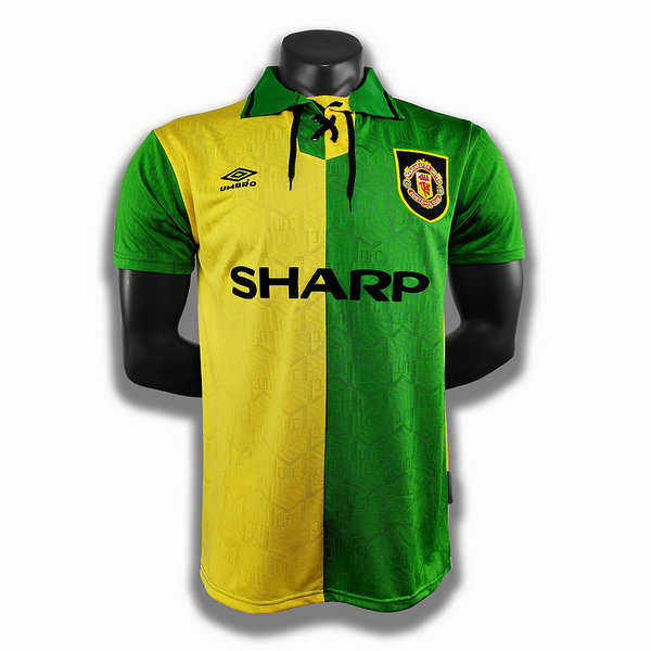 maillot homme exterieur player manchester united 1992-93 jaune vert