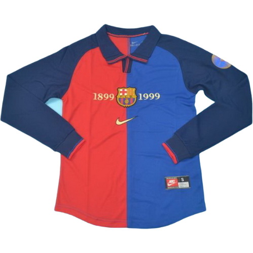 maillot homme manches longues domicile fc barcelone 1999-2000 rouge bleu