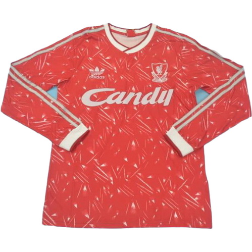 maillot homme manches longues domicile liverpool 1989-1990 rouge