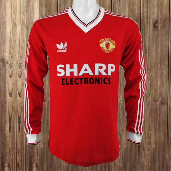 maillot homme manches longues domicile manchester united 1982-1983 rouge