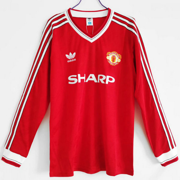 maillot homme manches longues domicile manchester united 1986-1988 rouge