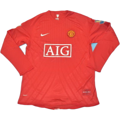 maillot homme manches longues domicile manchester united 2007-2008 rouge