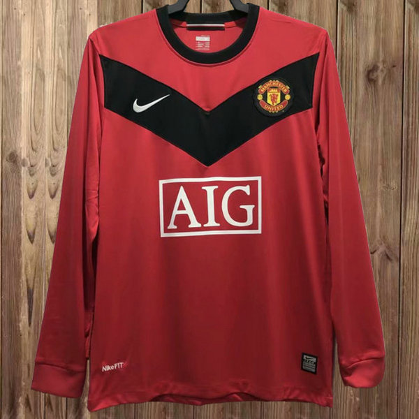 maillot homme manches longues domicile manchester united 2009-2010 rouge