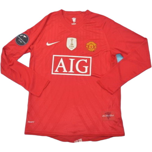 maillot homme manches longues domicile manchester united champions 2008-2009 rouge